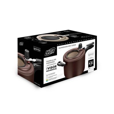 Panela De Pressão 4,5 Litros Visor Grande Chocolate Mta