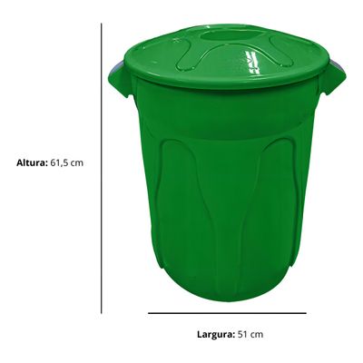 Lixeira Cesto Balde Com Tampa 60 Litros Verde JSN