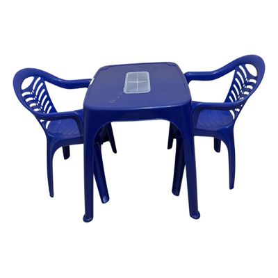 Mesa Infantil Azul + 02 Cadeira Infantil Plasnorthon Kit
