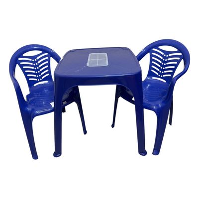 Mesa Infantil Azul + 02 Cadeira Infantil Plasnorthon Kit