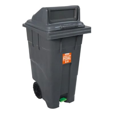Lixeira Grande Coletora 120 Litros Com Pedal Rodas Antares