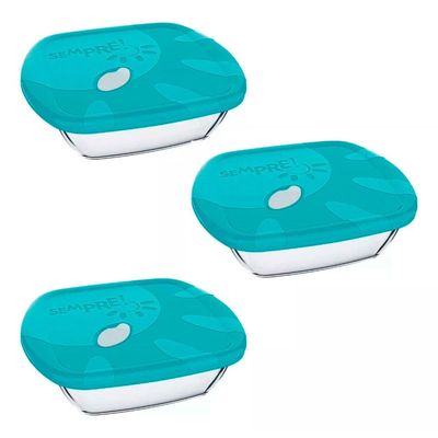 Conjunto de Assadeiras Refratárias Sempre 3 Peças - Cores Sortidas