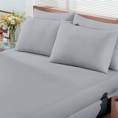 Jogo de Cama Buettner Queen Malha 100% Algodão Basic Liso 3 Peças Prata