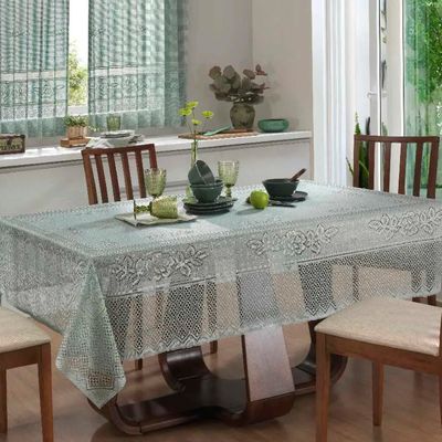 Toalha de Mesa Interlar Renda 100% Poliéster Retangular Color 150m x 220m 6 Lugares Pistache