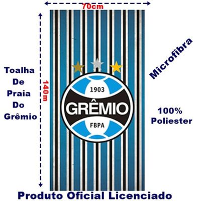 Toalha de Praia Bene Casa Microfibra 100% Poliéster Estampada Grêmio 02 70cm x 140m Azul