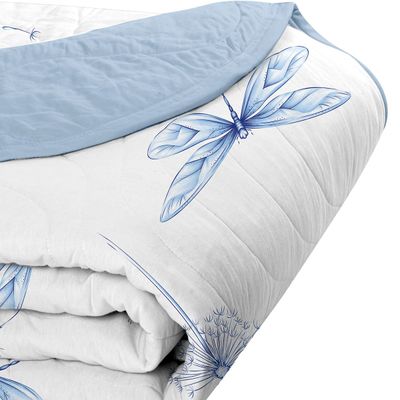 Cobre Leito Tecebem Casal Malha 100% Algodão Estampado em Matelassê Karen 210x240m Azul