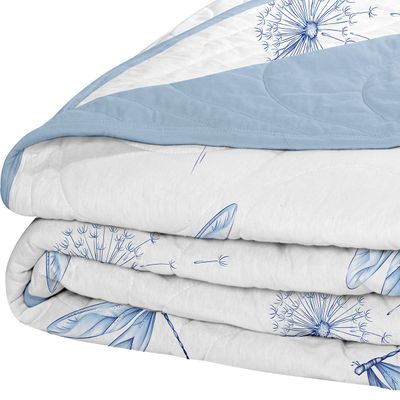 Cobre Leito Tecebem Casal Malha 100% Algodão Estampado em Matelassê Karen 210x240m Azul