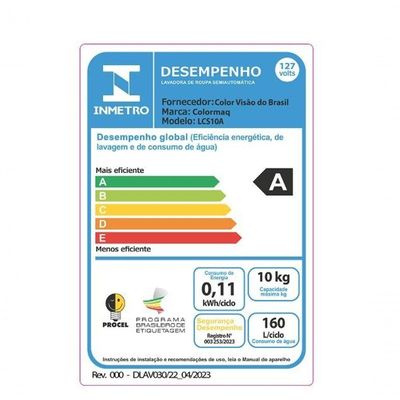 Tanquinho Semiautomático Colormaq 10kg Branco 110V