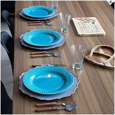 Sousplat Decorativo Cinza Rose Borda Irregular 33cm