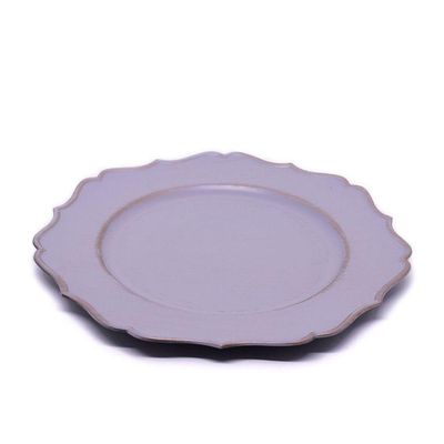 Sousplat Decorativo Cinza Rose Borda Irregular 33cm