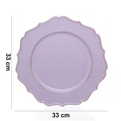 Sousplat Decorativo Cinza Rose Borda Irregular 33cm
