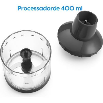 Mixer de Alimentos Cinza Lunar Inox 600W 3 em 1 Copo 700ml Elgin 110V