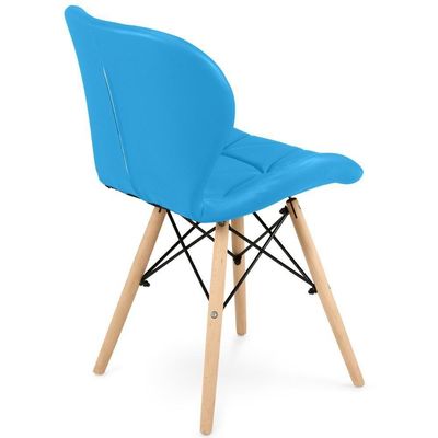 Kit 20 Cadeiras De Jantar Charles Eames Slim Wood Estofada - Azul