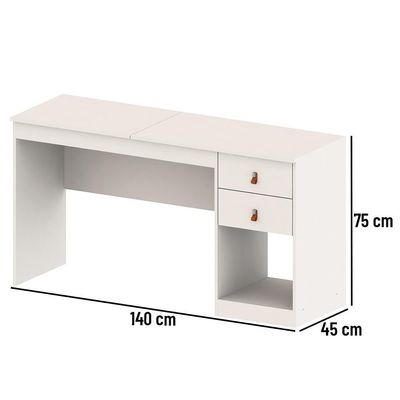 Escrivaninha E Penteadeira Telasul Versa Home Com Espelho 2 Gavetas Branco