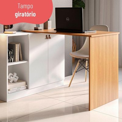Escrivaninha Com Tampo Articulado Telasul Versa Home 2 Portas Freijó/branco