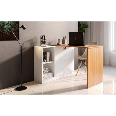Escrivaninha Com Tampo Articulado Telasul Versa Home 2 Portas Freijó/branco