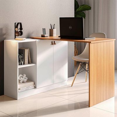 Escrivaninha Com Tampo Articulado Telasul Versa Home 2 Portas Freijó/branco