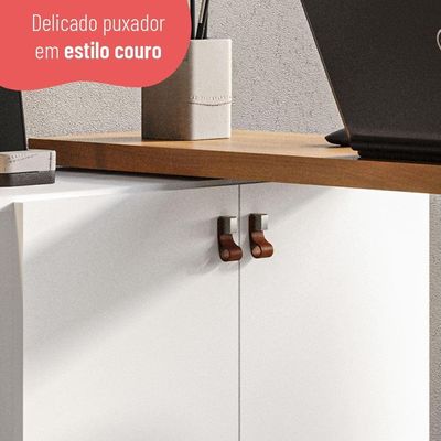 Escrivaninha Com Tampo Articulado Telasul Versa Home 2 Portas Freijó/branco