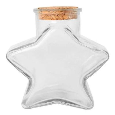 Kit 10 Potes De Vidro Estrela Com Tampa 150ml