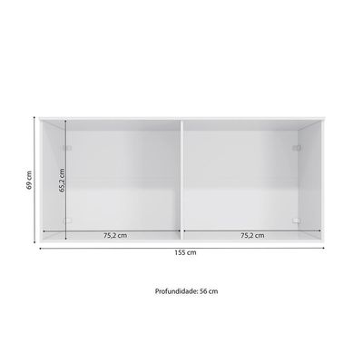 Armário Aéreo 4 Portas Kappesberg Adapt Branco 155cm