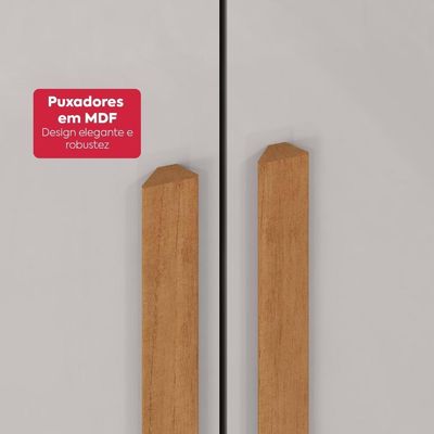 Guarda Roupa Casal 6 Portas Easy Slim Com Espelho E Pés Amendoa/off White