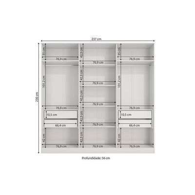 Guarda-roupa 6 Portas 4 Gavetas Kappesberg Adapt Branco