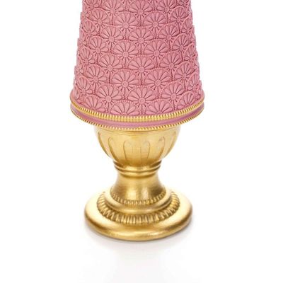 Árvore De Natal Em Resina Rosa E Dourado 45Cm