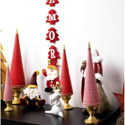 Árvore De Natal Em Resina Rosa E Dourado 45Cm