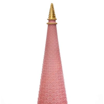 Árvore De Natal Em Resina Rosa E Dourado 45Cm