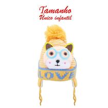 Touca Gorro Infantil Amarela Gatinho Tamanho único