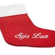Porta Talher De Natal Bota Seja Luz Vermelho E Branco 20X14Cm