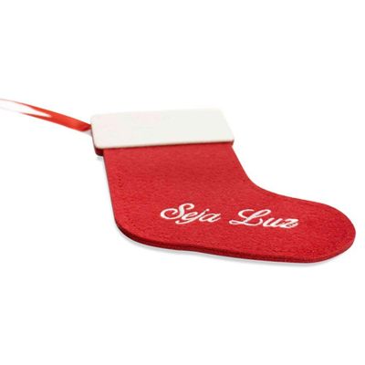 Porta Talher De Natal Bota Seja Luz Vermelho E Branco 20X14Cm