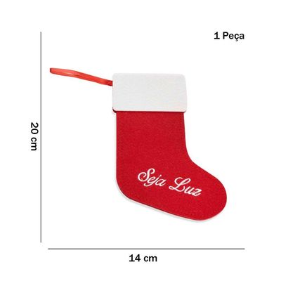 Porta Talher De Natal Bota Seja Luz Vermelho E Branco 20X14Cm