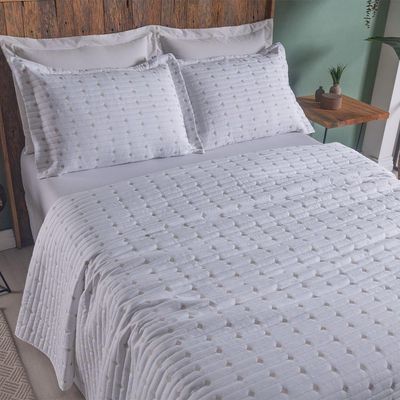 Cobre Leito Queen Decor Bordado 200 Fios 3 Peças - Branco - Hipercal 100% Poliéster