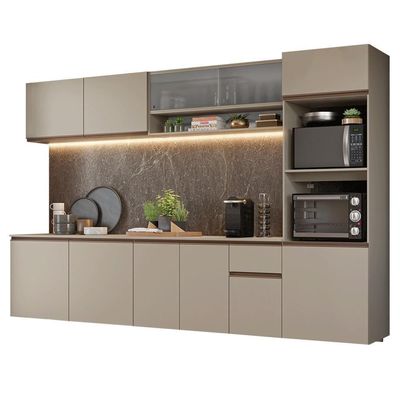 Armário De Cozinha Completa 300 Cm Suspenso Nice Madesa 04 Crema