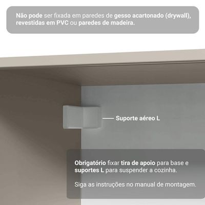 Armário De Cozinha Completa 300 Cm Suspenso Nice Madesa 04 Crema