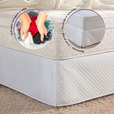 Saia Para Cama Box Casal Kinh Matelada Com Pregas Branco