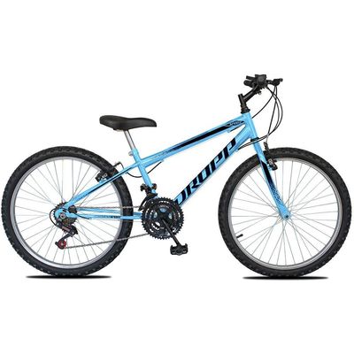 Bicicleta Aro 24 Dropp Sport Infantil Adulto18 Vel Marchas Freio V-brake - Azul e Preto