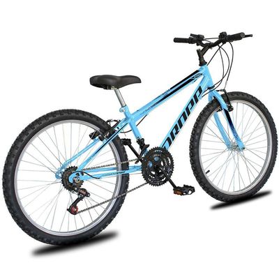 Bicicleta Aro 24 Dropp Sport Infantil Adulto18 Vel Marchas Freio V-brake - Azul e Preto