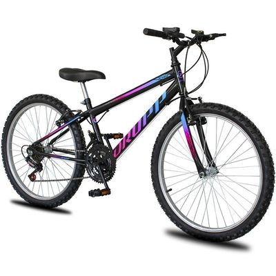Bicicleta Aro 26 Dropp Sport Infantil Adulto18 Vel Marchas Freio V-brake - Preto e Azul