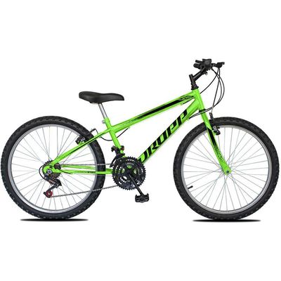 Bicicleta Aro 26 Dropp Sport Infantil Adulto18 Vel Marchas Freio V-brake - Verde e Preto