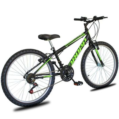 Bicicleta Aro 26 Dropp Sport Infantil Adulto18 Vel Marchas Freio V-brake - Preto e Verde