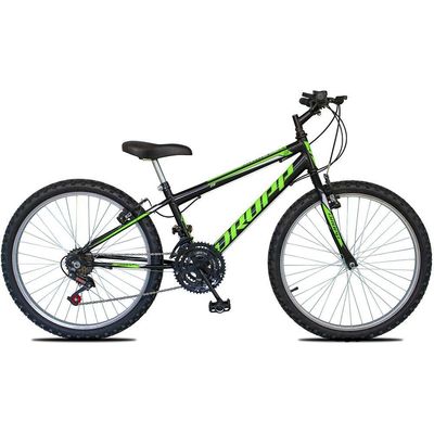 Bicicleta Aro 26 Dropp Sport Infantil Adulto18 Vel Marchas Freio V-brake - Preto e Verde