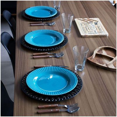 Sousplat Decorativo Preto Flores Em Dourado 33cm