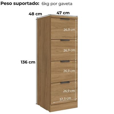 Gaveteiro Pasta Suspensa 4 Gavetas Versatil 1004a Kappesberg Itapua