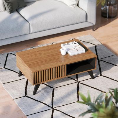 Mesa De Centro Para Sala 91 Cm Jeri Preto Colibri Noce Milano Preto