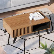 Mesa De Centro Para Sala 91 Cm Jeri Preto Colibri Noce Milano Preto