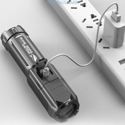 Lanterna Tática Recarregável Smiling Shark Luz Forte Led Potente Original