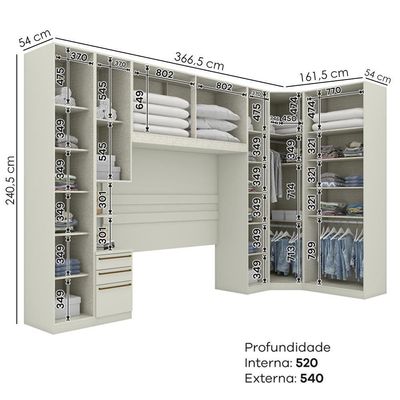 Quarto Casal Modulado 10 Portas Cm Seletto Henn Areia