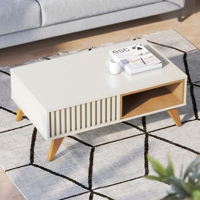 Mesa De Centro Para Sala 91 Cm Jeri Colibri Off White Freijo